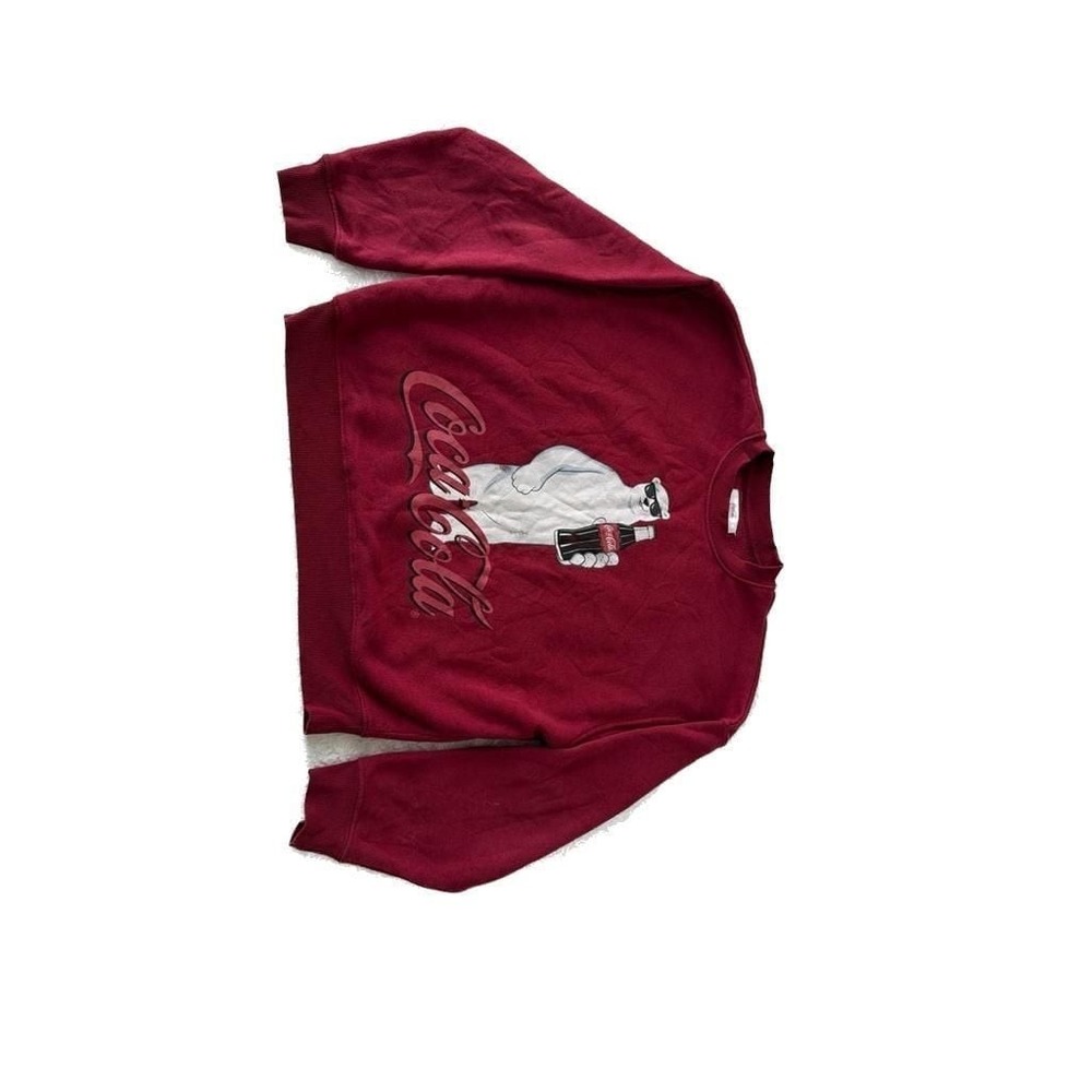 Vintage Style Coca-Cola Polar Bear Graphic Sweatshirt in Red